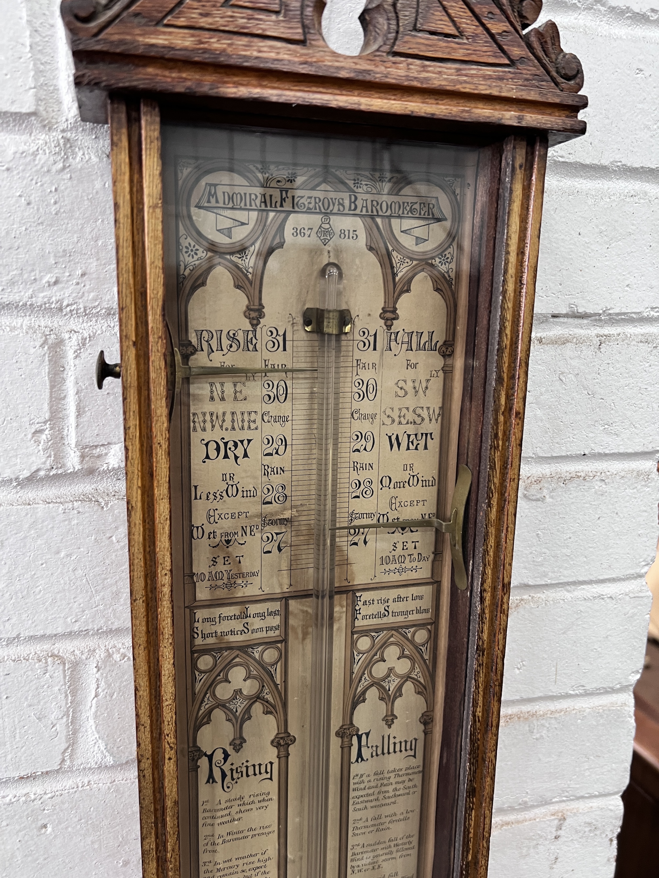 A Victorian oak Admiral Fitzroy barometer, height 109cm